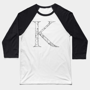 K in Roman White Marble Latin Alphabet Letter Sticker Baseball T-Shirt